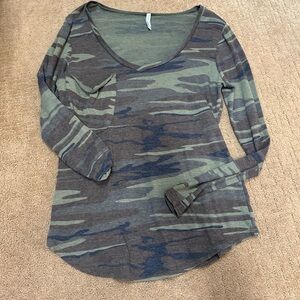 Z Supply Camouflage Long Sleeve Top - Green and Brown